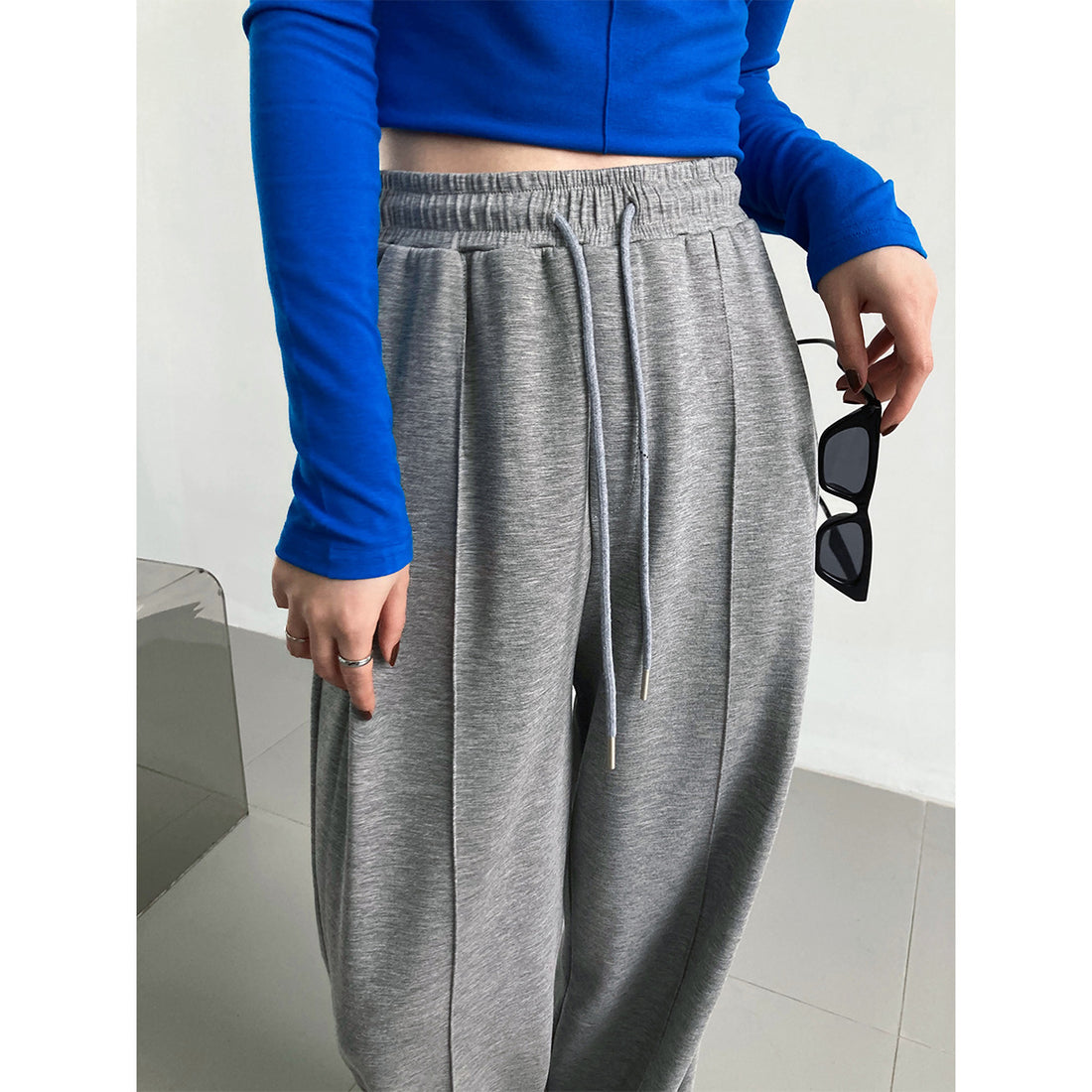 Soft Glutinous Air Layer Sports Trousers Women Loose Casual Elastic Waist