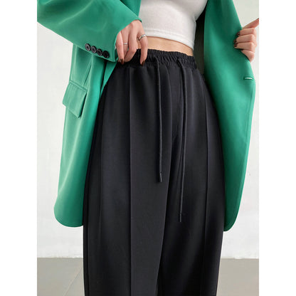 Soft Glutinous Air Layer Sports Trousers Women Loose Casual Elastic Waist
