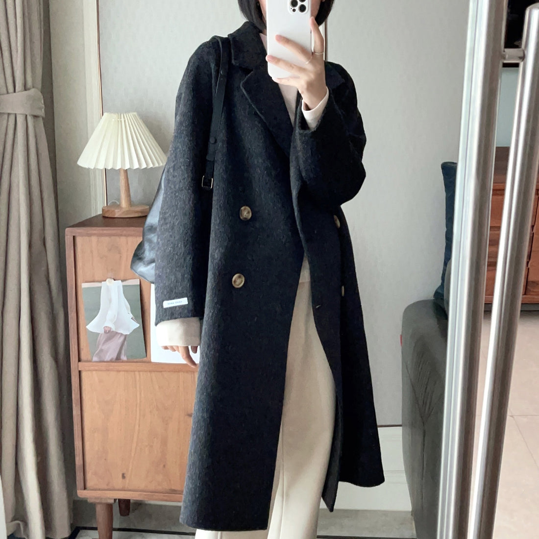Overcoat Long Wool Reversible Cashmere Coat Mid-length