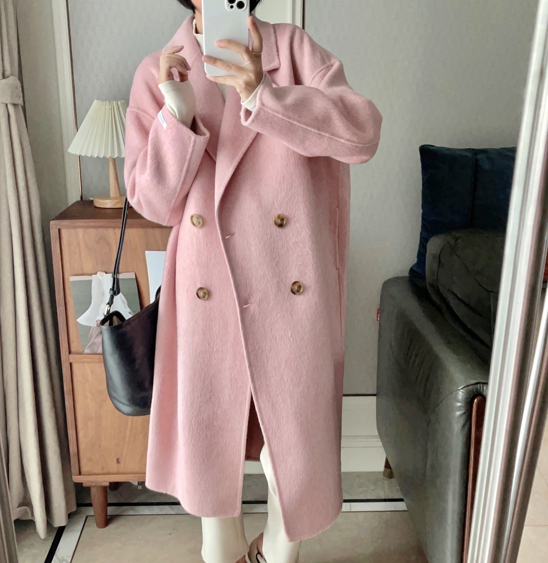 Overcoat Long Wool Reversible Cashmere Coat Mid-length