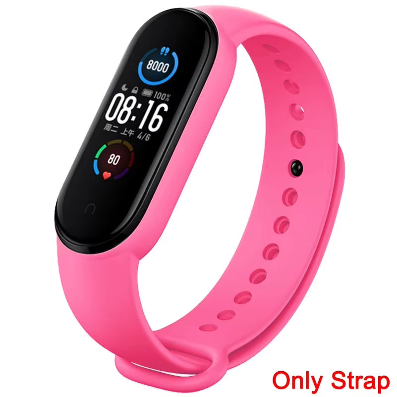 Strap for Xiaomi Mi Band 3 4 5 6 7 Sport Bracelet Silicone Wrist Strap for Xiaomi Mi Band 7 6 5 4 3 Bracelet (Excluding Watch)