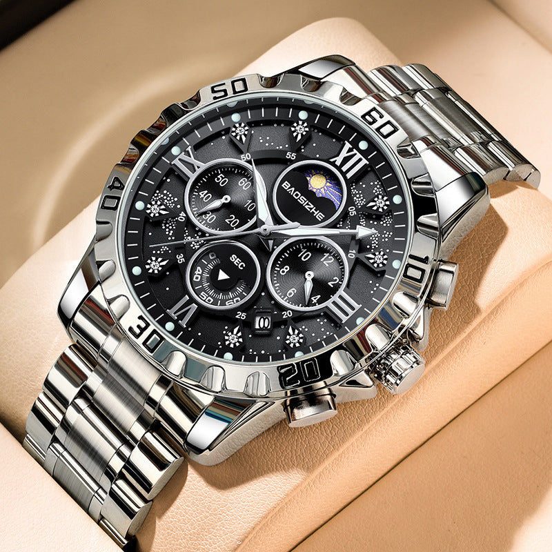 Automatic Non-mechanical Watch Steel Belt Waterproof Quartz Watch Men&