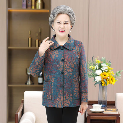 Middle-aged And Elderly Fleece-lined Padded Lapel Clothes