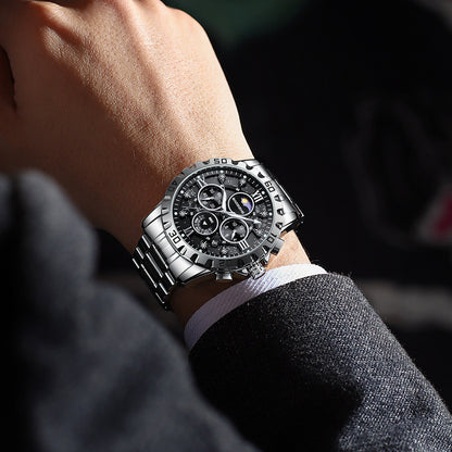 Automatic Non-mechanical Watch Steel Belt Waterproof Quartz Watch Men&