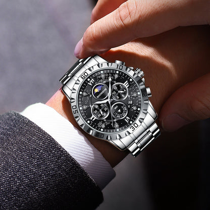 Automatic Non-mechanical Watch Steel Belt Waterproof Quartz Watch Men&