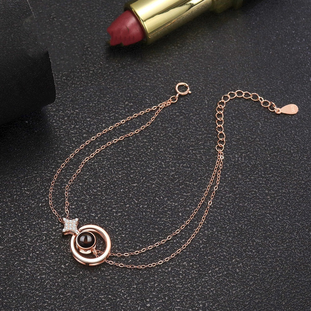S925 Round Star Studded Diamond Women&