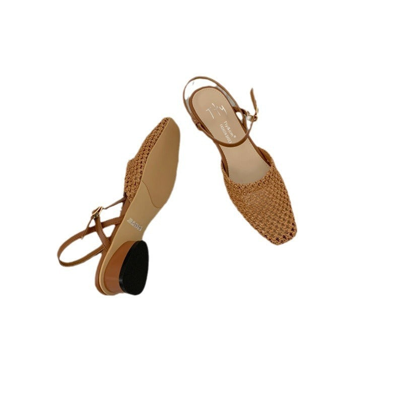 Vintage Weave Hollow-out Closed Toe Sandals Women