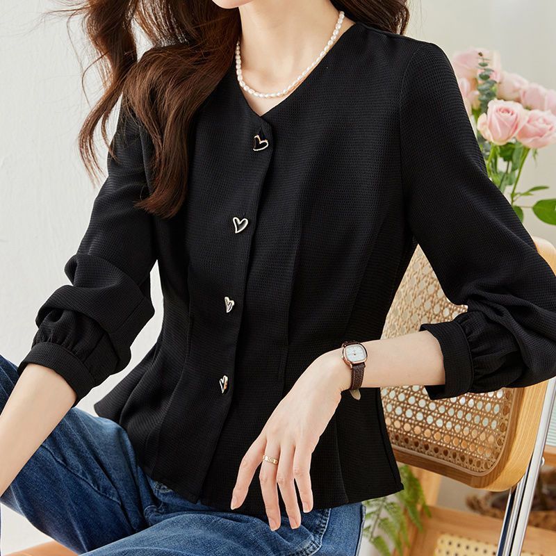 Chic Western Style High-grade Tight Waist Slimming And Short Small Shirt